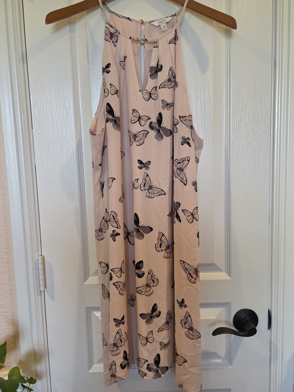 Candie's Blush Pink Halter Dress with Butterfly Trim